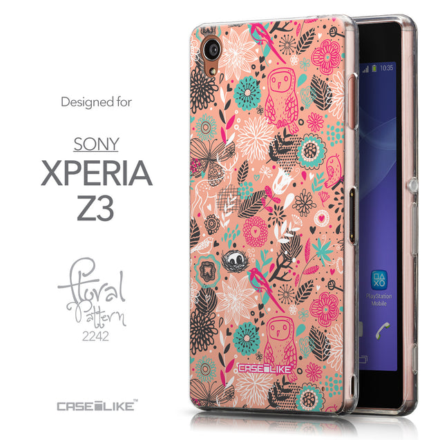 Front & Side View - CASEiLIKE Sony Xperia Z3 back cover Spring Forest Pink 2242