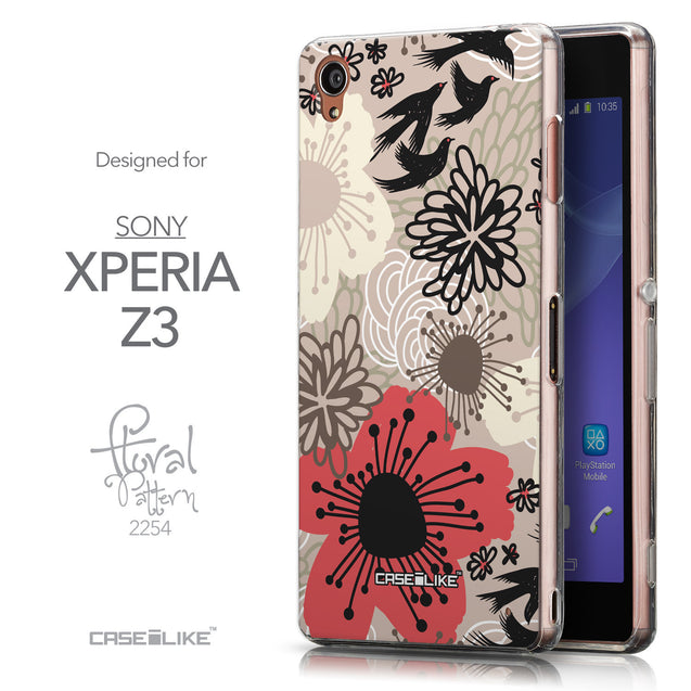 Front & Side View - CASEiLIKE Sony Xperia Z3 back cover Japanese Floral 2254