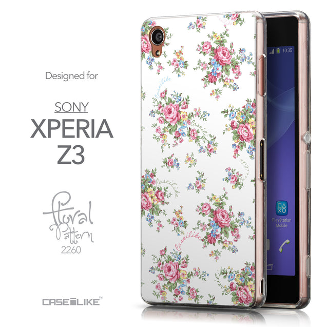 Front & Side View - CASEiLIKE Sony Xperia Z3 back cover Floral Rose Classic 2260