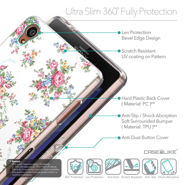 Details in English - CASEiLIKE Sony Xperia Z3 back cover Floral Rose Classic 2260