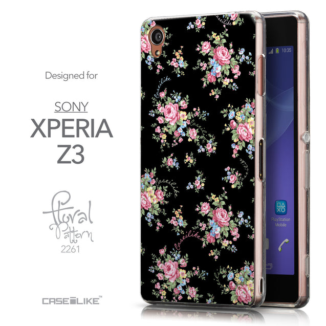 Front & Side View - CASEiLIKE Sony Xperia Z3 back cover Floral Rose Classic 2261