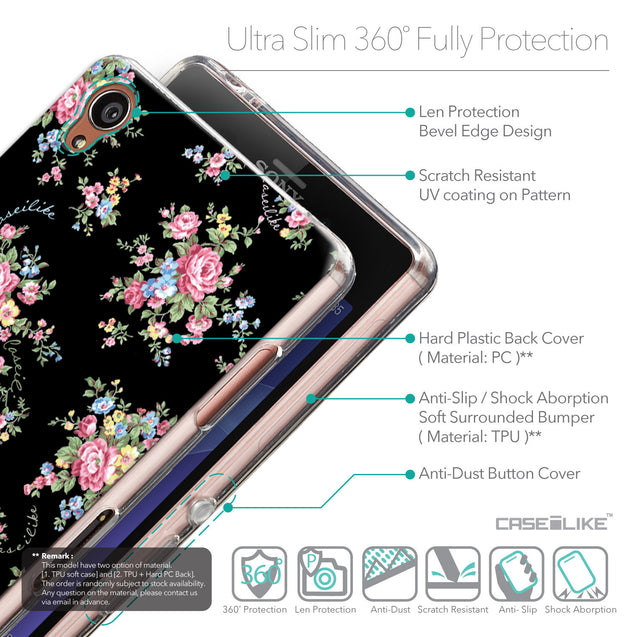Details in English - CASEiLIKE Sony Xperia Z3 back cover Floral Rose Classic 2261