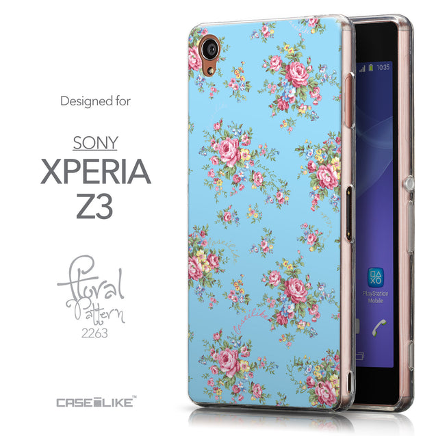 Front & Side View - CASEiLIKE Sony Xperia Z3 back cover Floral Rose Classic 2263