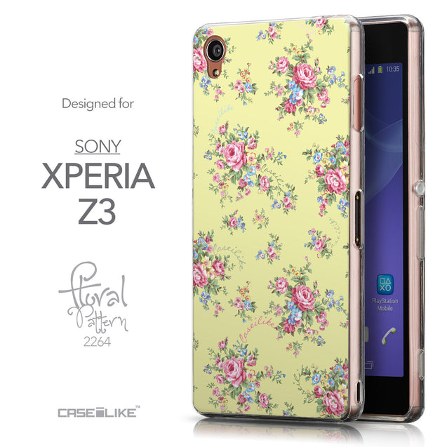 Front & Side View - CASEiLIKE Sony Xperia Z3 back cover Floral Rose Classic 2264