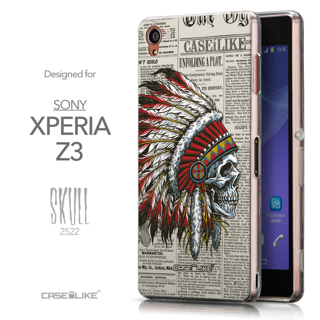 Front & Side View - CASEiLIKE Sony Xperia Z3 back cover Art of Skull 2522