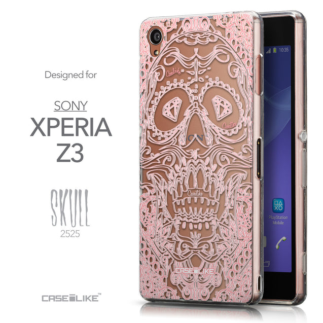 Front & Side View - CASEiLIKE Sony Xperia Z3 back cover Art of Skull 2525