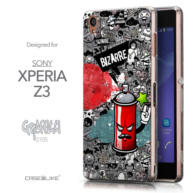 Front & Side View - CASEiLIKE Sony Xperia Z3 back cover Graffiti 2705