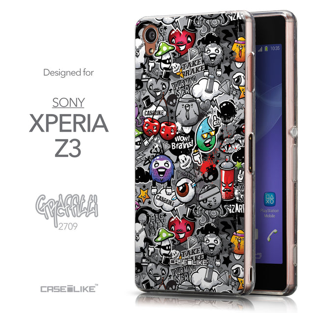 Front & Side View - CASEiLIKE Sony Xperia Z3 back cover Graffiti 2709