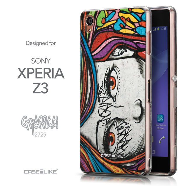 Front & Side View - CASEiLIKE Sony Xperia Z3 back cover Graffiti Girl 2725