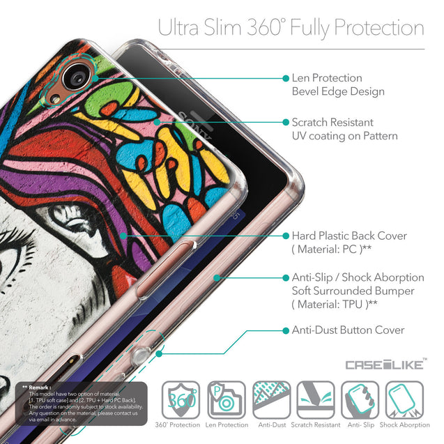 Details in English - CASEiLIKE Sony Xperia Z3 back cover Graffiti Girl 2725