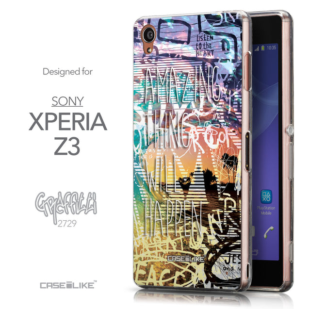 Front & Side View - CASEiLIKE Sony Xperia Z3 back cover Graffiti 2729