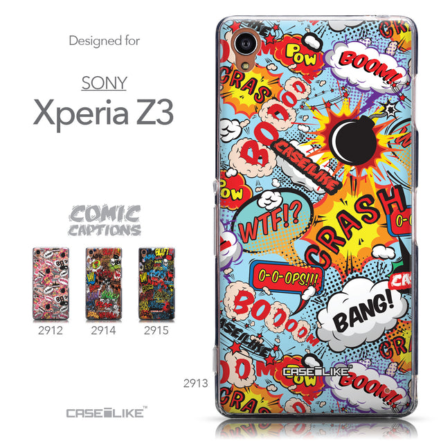 Collection - CASEiLIKE Sony Xperia Z3 back cover Comic Captions Blue 2913