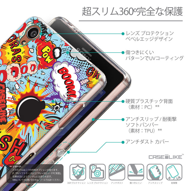 Details in Japanese - CASEiLIKE Sony Xperia Z3 back cover Comic Captions Blue 2913