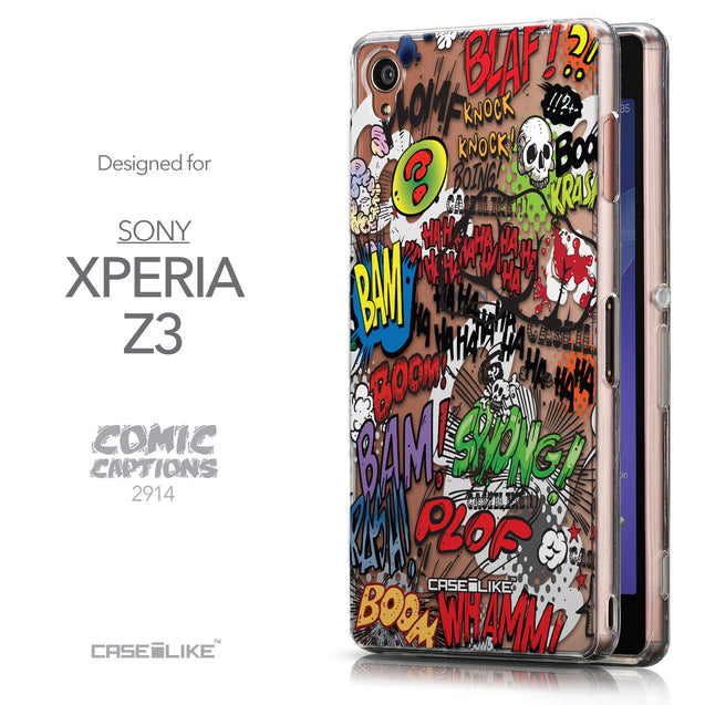 Front & Side View - CASEiLIKE Sony Xperia Z3 back cover Comic Captions 2914
