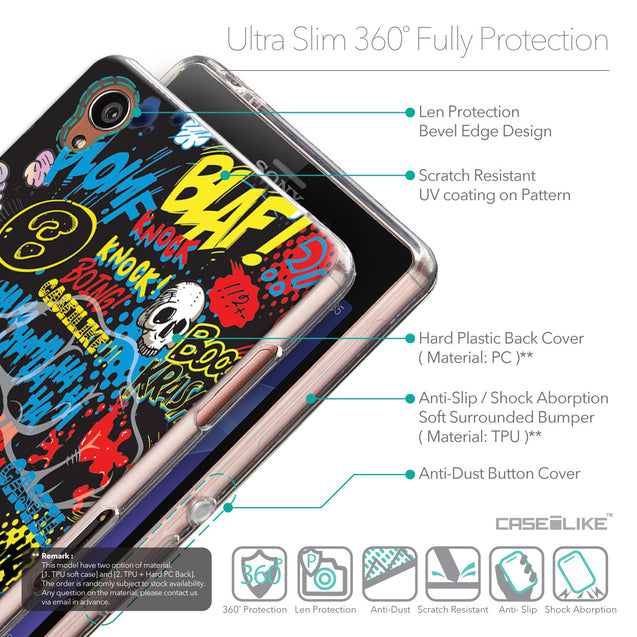 Details in English - CASEiLIKE Sony Xperia Z3 back cover Comic Captions Black 2915