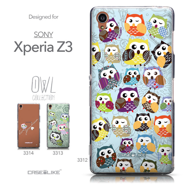 Collection - CASEiLIKE Sony Xperia Z3 back cover Owl Graphic Design 3312