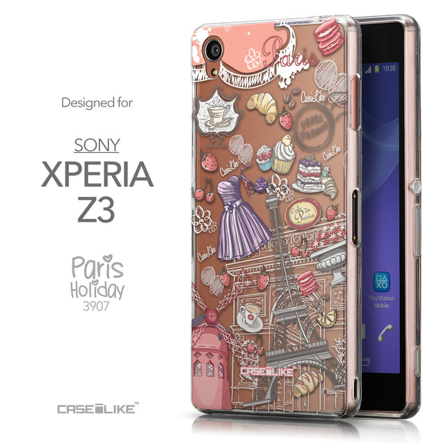 Front & Side View - CASEiLIKE Sony Xperia Z3 back cover Paris Holiday 3907