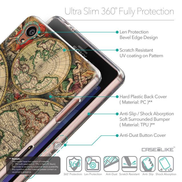 Details in English - CASEiLIKE Sony Xperia Z3 back cover World Map Vintage 4607