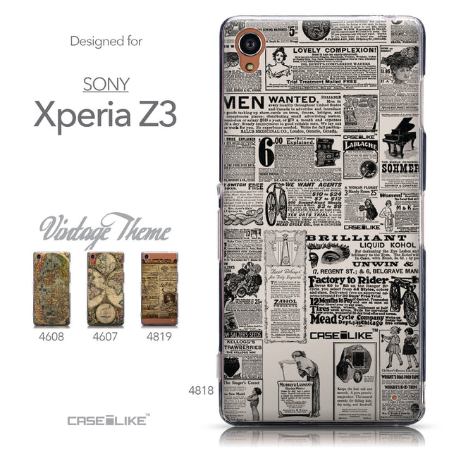 Collection - CASEiLIKE Sony Xperia Z3 back cover Vintage Newspaper Advertising 4818