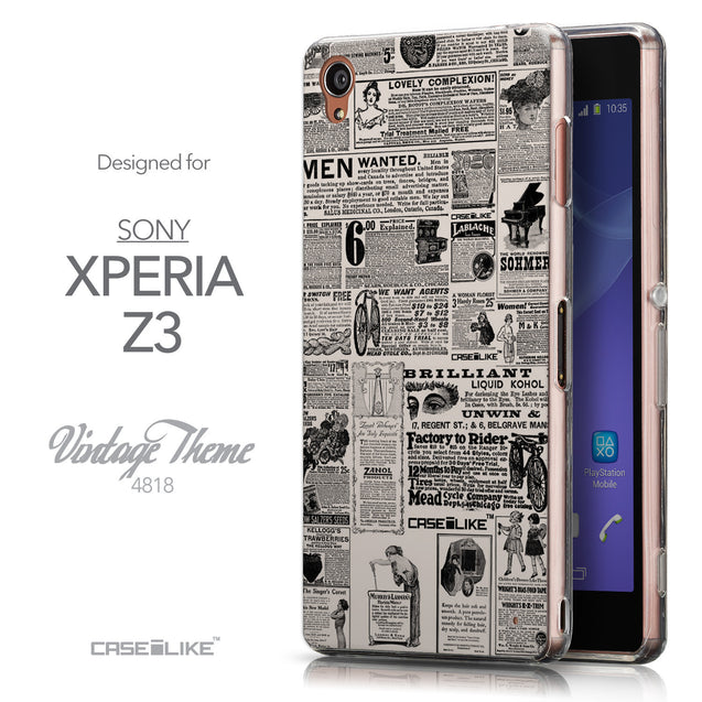 Front & Side View - CASEiLIKE Sony Xperia Z3 back cover Vintage Newspaper Advertising 4818