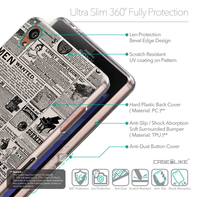 Details in English - CASEiLIKE Sony Xperia Z3 back cover Vintage Newspaper Advertising 4818