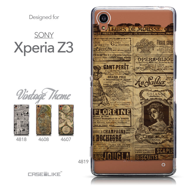 Collection - CASEiLIKE Sony Xperia Z3 back cover Vintage Newspaper Advertising 4819