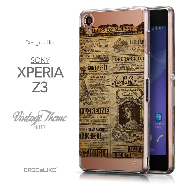 Front & Side View - CASEiLIKE Sony Xperia Z3 back cover Vintage Newspaper Advertising 4819