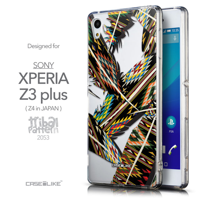 Front & Side View - CASEiLIKE Sony Xperia Z3 Plus back cover Indian Tribal Theme Pattern 2053
