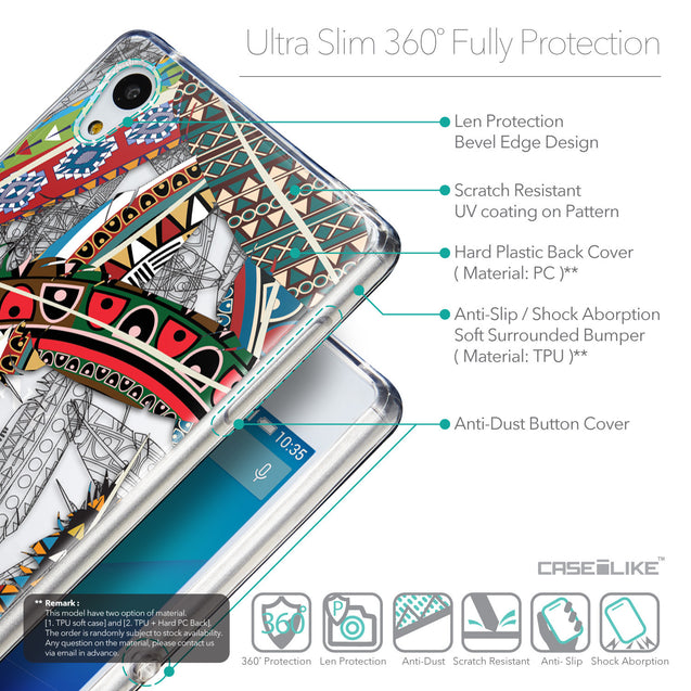 Details in English - CASEiLIKE Sony Xperia Z3 Plus back cover Indian Tribal Theme Pattern 2055