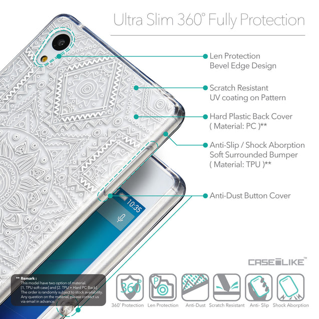 Details in English - CASEiLIKE Sony Xperia Z3 Plus back cover Indian Line Art 2061