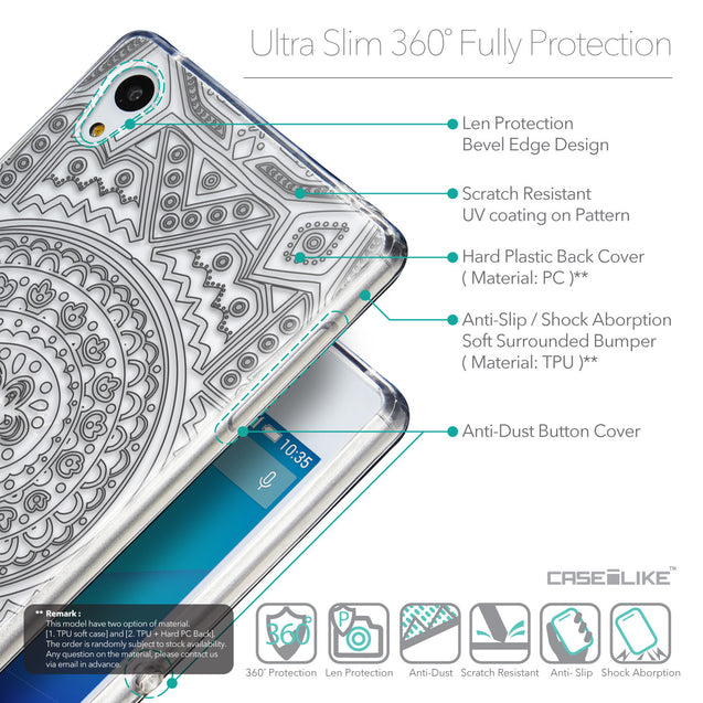 Details in English - CASEiLIKE Sony Xperia Z3 Plus back cover Indian Line Art 2063