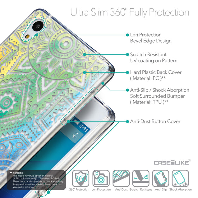 Details in English - CASEiLIKE Sony Xperia Z3 Plus back cover Indian Line Art 2064