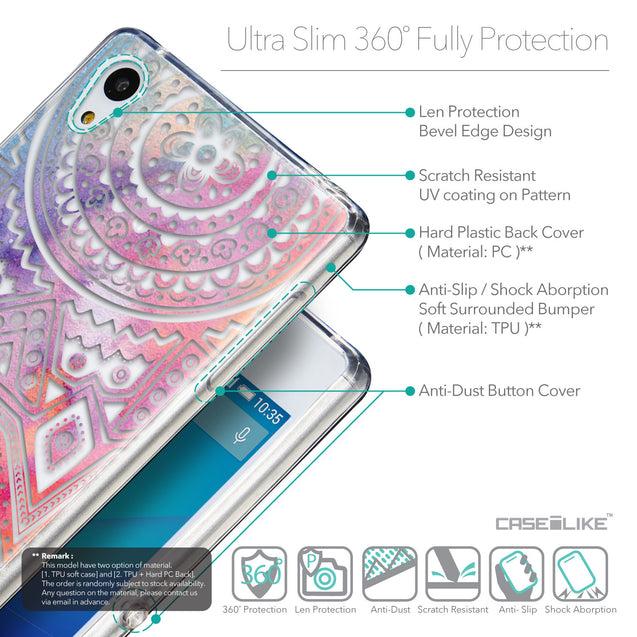 Details in English - CASEiLIKE Sony Xperia Z3 Plus back cover Indian Line Art 2065