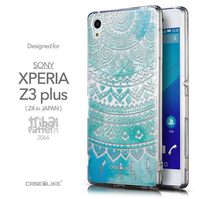 Front & Side View - CASEiLIKE Sony Xperia Z3 Plus back cover Indian Line Art 2066