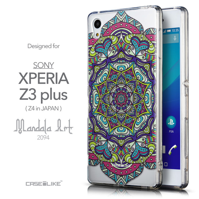 Front & Side View - CASEiLIKE Sony Xperia Z3 Plus back cover Mandala Art 2094