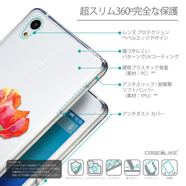 Details in Japanese - CASEiLIKE Sony Xperia Z3 Plus back cover Watercolor Floral 2230