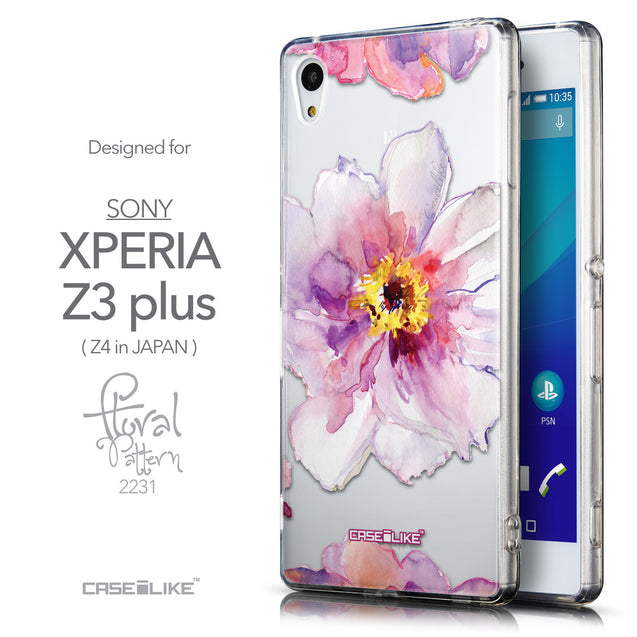 Front & Side View - CASEiLIKE Sony Xperia Z3 Plus back cover Watercolor Floral 2231