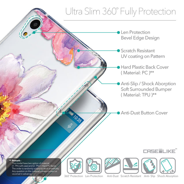 Details in English - CASEiLIKE Sony Xperia Z3 Plus back cover Watercolor Floral 2231