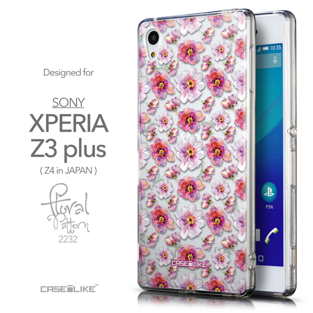 Front & Side View - CASEiLIKE Sony Xperia Z3 Plus back cover Watercolor Floral 2232