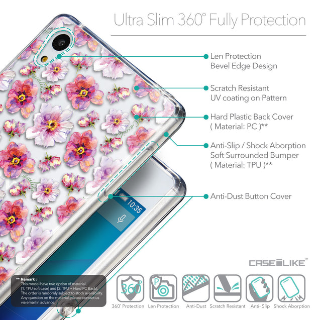 Details in English - CASEiLIKE Sony Xperia Z3 Plus back cover Watercolor Floral 2232