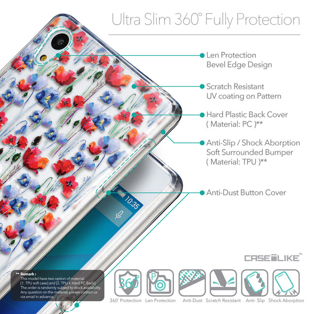 Details in English - CASEiLIKE Sony Xperia Z3 Plus back cover Watercolor Floral 2233