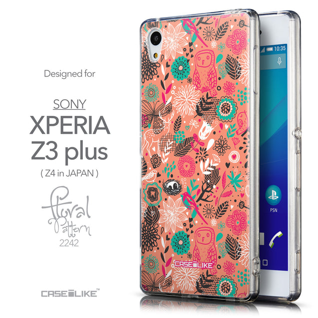 Front & Side View - CASEiLIKE Sony Xperia Z3 Plus back cover Spring Forest Pink 2242