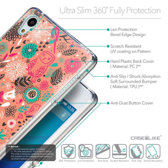Details in English - CASEiLIKE Sony Xperia Z3 Plus back cover Spring Forest Pink 2242