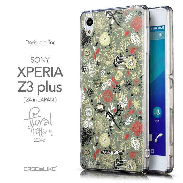 Front & Side View - CASEiLIKE Sony Xperia Z3 Plus back cover Spring Forest Gray 2243