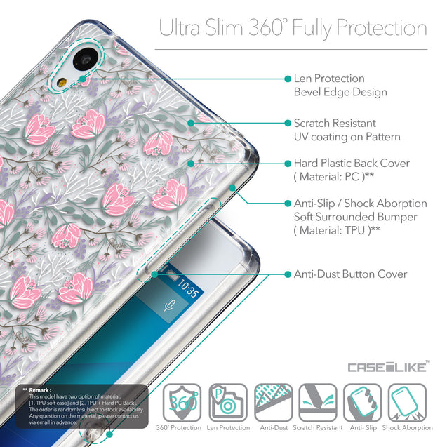 Details in English - CASEiLIKE Sony Xperia Z3 Plus back cover Flowers Herbs 2246