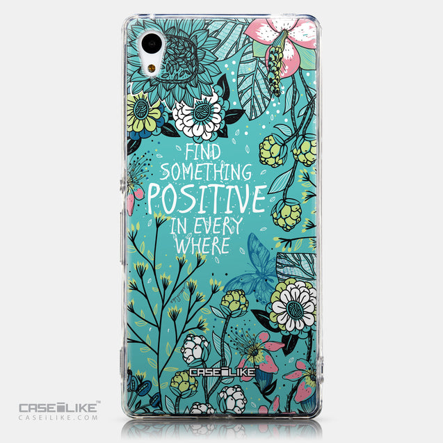 CASEiLIKE Sony Xperia Z3 Plus back cover Blooming Flowers Turquoise 2249