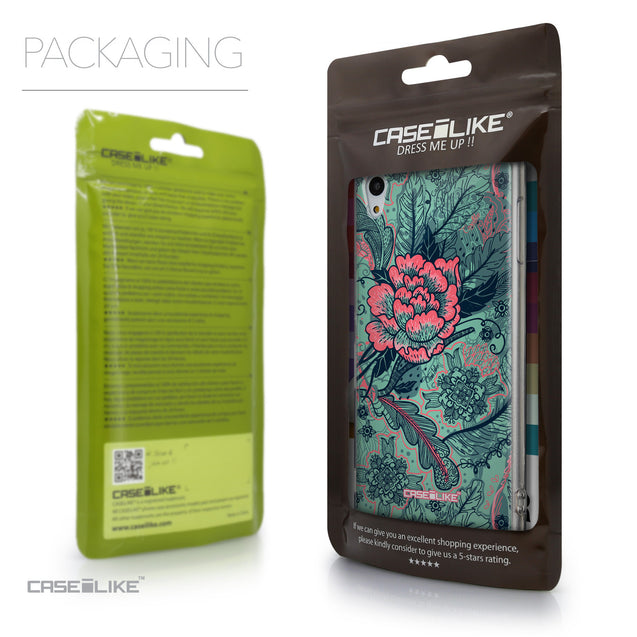 Packaging - CASEiLIKE Sony Xperia Z3 Plus back cover Vintage Roses and Feathers Turquoise 2253