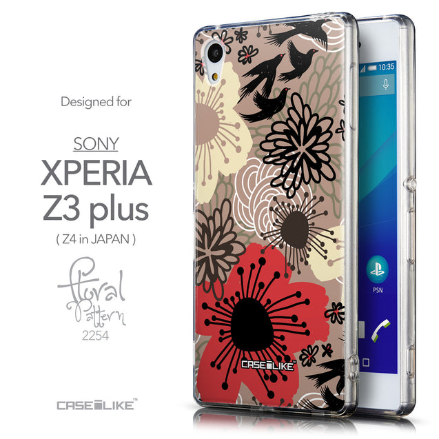 Front & Side View - CASEiLIKE Sony Xperia Z3 Plus back cover Japanese Floral 2254