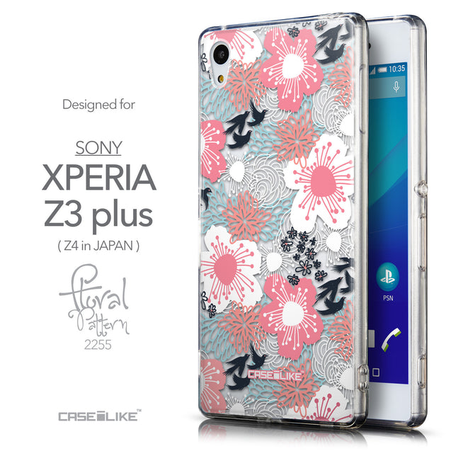 Front & Side View - CASEiLIKE Sony Xperia Z3 Plus back cover Japanese Floral 2255