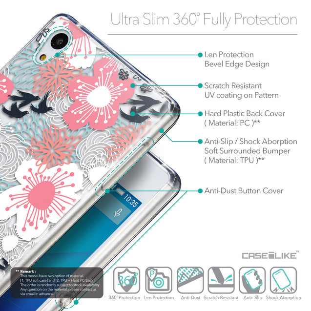 Details in English - CASEiLIKE Sony Xperia Z3 Plus back cover Japanese Floral 2255